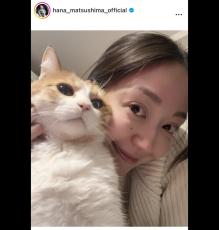 松島花、愛猫“ごろりん”とのツーショ公開に「ごろりんになりたい」「癒やされます」「べっぴんさん」の声