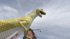 伊達市　きのこ王国で損壊した恐竜のモニュメント「マイケル」が復活　その姿がお披露目