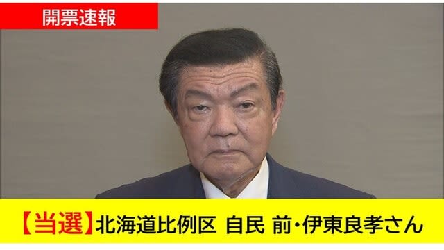 【開票速報】北海道比例区 自民 前・伊東良孝さん 当選