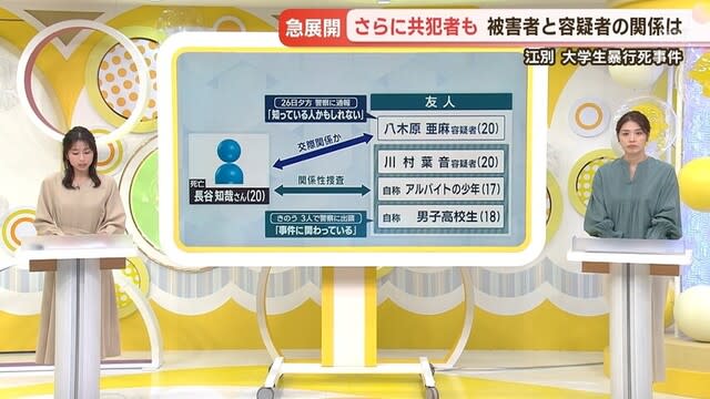 女子大学生ら逮捕で急展開　江別市大学生全裸死亡事件　被害者と八木原容疑者との関係は？スタジオ詳細解説