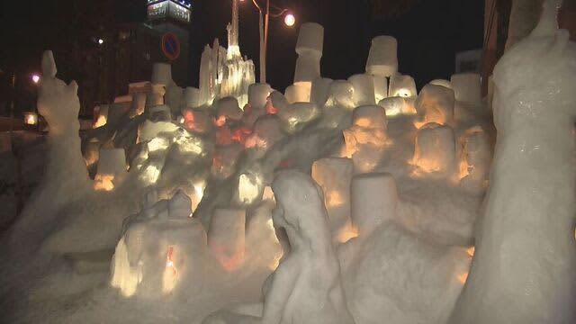 10万本のキャンドル街照らす　小樽冬の風物詩「小樽雪あかりの路」　小樽運河から中継