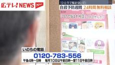 「いのちの電話」自殺予防週間に24時間体制で電話相談を受け付け　広島