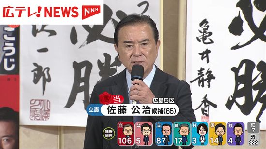 【衆院選】「不健全な政治を健全にというのが有権者の思い」　広島５区で当選確実の佐藤公治氏インタビュー