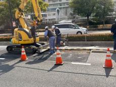 【速報】広島市中区で道路陥没　ケガ人なし　付近では交通規制