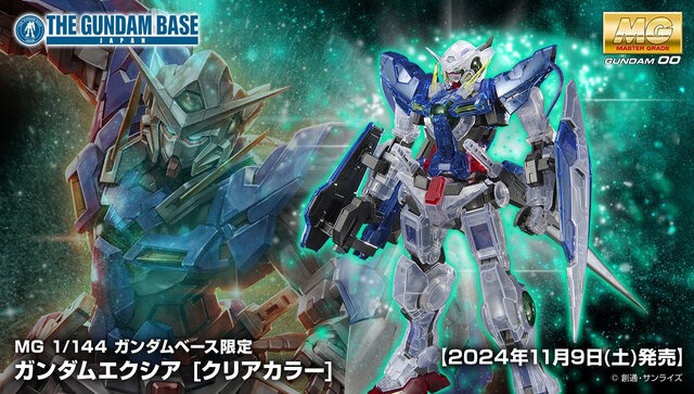 ガンプラ「MG ガンダムエクシア」がクリアカラーになって新登場！武装はセブンソード、GNシールドは左右にスライドし、防御面積の拡大を演出