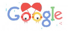 丸いキャラクターが可愛い！  Googleロゴがバレンタインデーに合わせたイラストに！