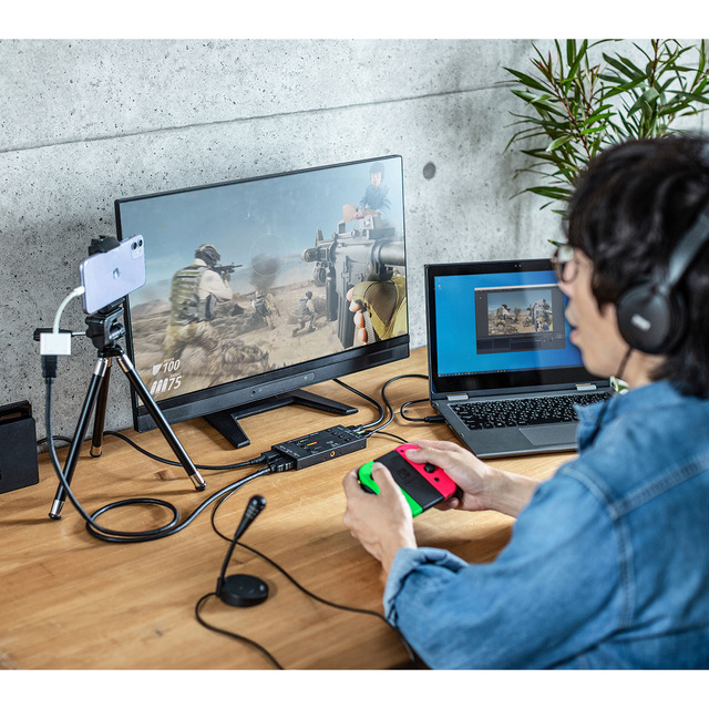 ビデオカメラ、デジカメなどの2台の映像を同時に配信できるHDMI
