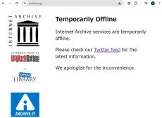Internet Archive、ダウンは続くも「データは破損していない」
