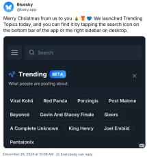 Bluesky、Xの「トレンド」風機能のテスト開始──英語設定で利用可能に