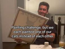 夫婦で愛猫の絵を描いてみたら……　個性的過ぎる夫に絵に妻大爆笑「額にいれて飾るべき」「かなり芸術的」と1580万再生【海外】