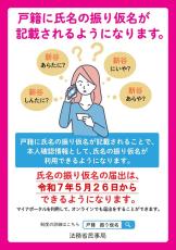 2025年から戸籍に「氏名のふりがな」記載　本籍地から届く通知の確認を　法務省呼びかけ