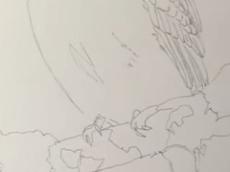 鉛筆で描いたシンプルな下絵 → プロが4時間かけて塗ったら 鉛筆で描いたシンプルな下絵 → プロが4時間かけて塗ったら
