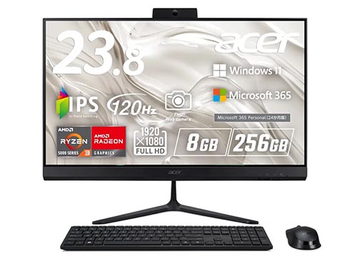 エイサー、モバイルRyzenプロセッサを採用した23.8型液晶一体型