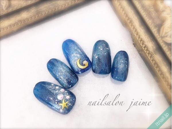 ■ギャラクシー■夜空 星座ネイル 天体ネイル 月 星 星座ネイル | 夜空に輝くお星さま♡人気のデザインをたっぷり