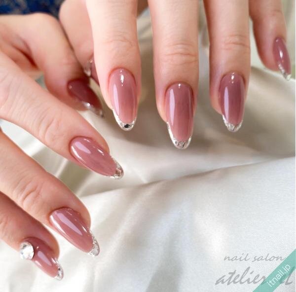 オリジナルカラーピンクベージュガラスフレンチネイル 韓国 ちゅるん 冬 シンプル オリジナルカラーピンクベージュガラスフレンチネイル 韓国 ちゅるん