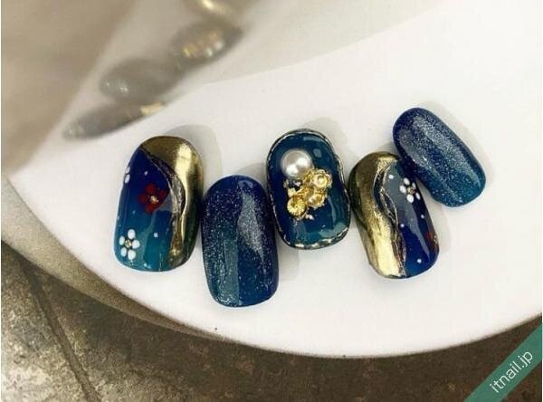 美品】星空のジュエリースツール☆彡濃紺ネイビー×ゴールド脚の