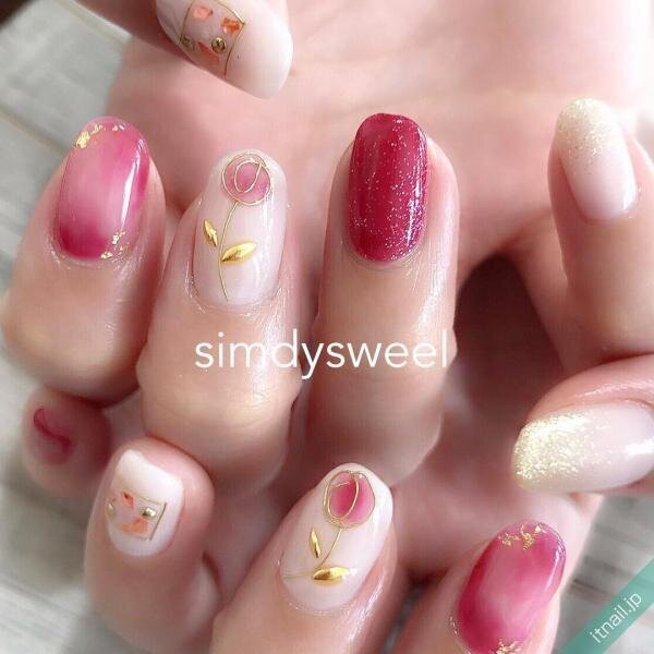 カチューシャネイル　チューリップネイル　ガーリーネイル カチューシャネイルチューリップネイルガーリーネイル