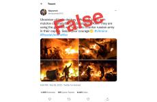【ファクトチェック】Tweet「火炎瓶で露軍の戦車を破壊するウクライナ市民」→誤り