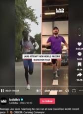 【海外発！Breaking News】マラソン世界記録にトレッドミルで挑戦した男性、時速21キロでかつらが吹っ飛ぶ？（英）＜動画あり＞
