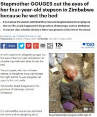 【海外発！Breaking News】4歳息子の眼球をえぐりとった鬼母　「おねしょにカッとなった」（ジンバブエ）