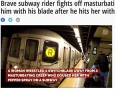 【海外発！Breaking News】公然わいせつの男に立ち向った女性、凶器にもひるまず　NYの地下鉄で流血事件