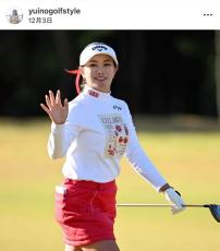 女子ゴルフの河本結、艶やかピンクのロングドレス姿　大ぶりネックレスがキラリ...セレブな美貌がダダ漏れ