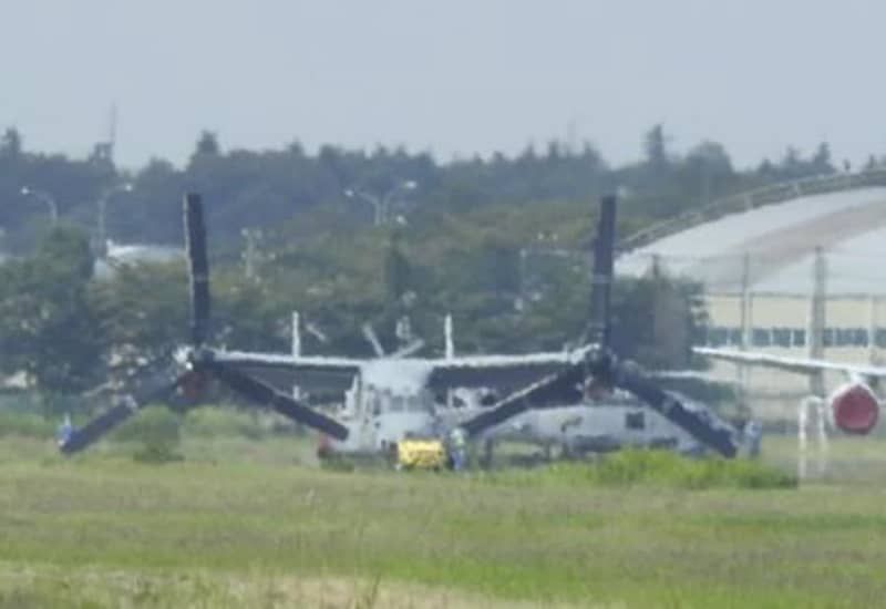米軍厚木基地にオスプレイ1機飛来　隣接の工場で定期点検