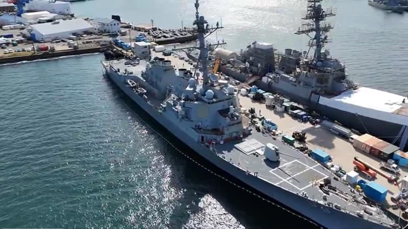 米軍横須賀基地にまたドローン？　停泊中の駆逐艦撮影か、SNSに新たな動画