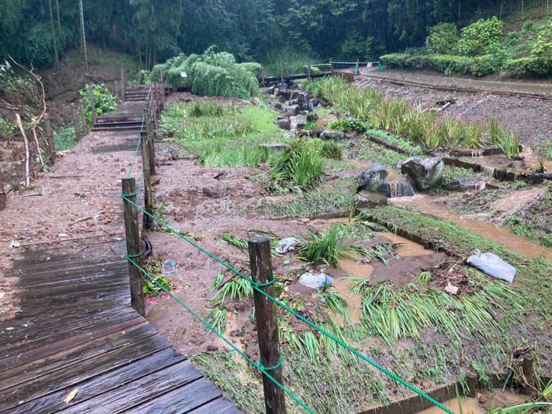 二宮せせらぎ公園、来年はハナショウブやホタル見られない？　大雨で土砂流入、再開のめど立たず