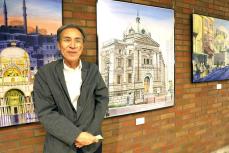 みなとみらい線・馬車道駅に大型の絵画3点 元横浜市職員が作成 赤