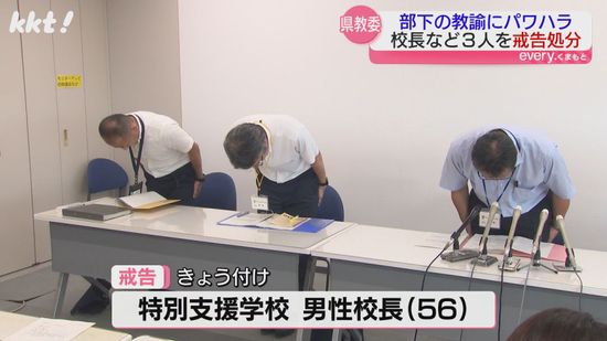 熊本県教委でパワハラや体罰 部下に叱責繰り返すなどした校長ら3人戒告処分