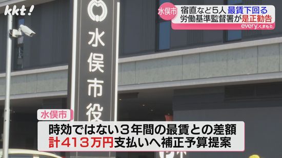 水俣市が最低賃金下回る報酬で職員5人雇用 時効前の3年間の差額413万円支払いへ