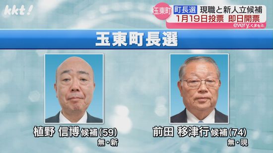 玉東町長選告示 現職と新人の2人が立候補