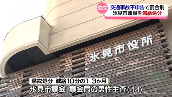 道交法違反で罰金刑　職員を懲戒処分　富山県氷見市