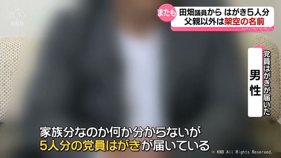 【証言】自民・田畑議員　不適切党員登録問題めぐり　男性に身に覚えがないはがき「田畑事務所の紹介」