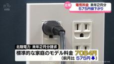 電気代値下がり　来年2月分請求　北陸電力　標準家庭モデルで575円ダウン　補助再開で