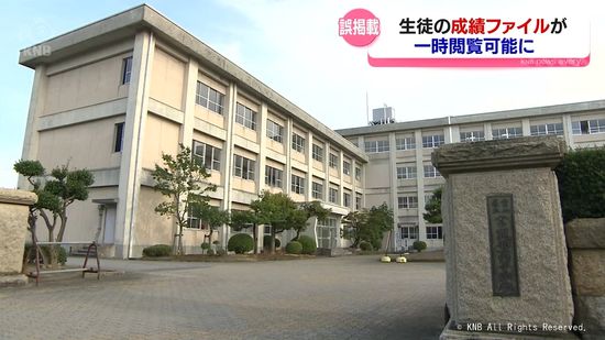 成績ファイル誤掲載　一時閲覧可能に　富山北部高校