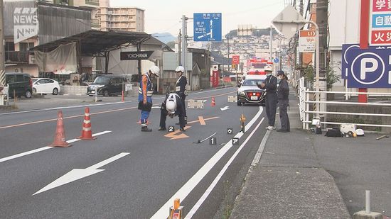 13日未明に岩国市の国道2号で女性が軽乗用車にはねられ、意識不明の重体