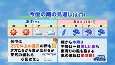 【山口天気 夕刊5/10】週末は天気下り坂！あす11日(土)の夕方から雲が広がり あさって12日(日)の朝から本降りの雨に 午後は注意報レベルの大雨の可能性も！