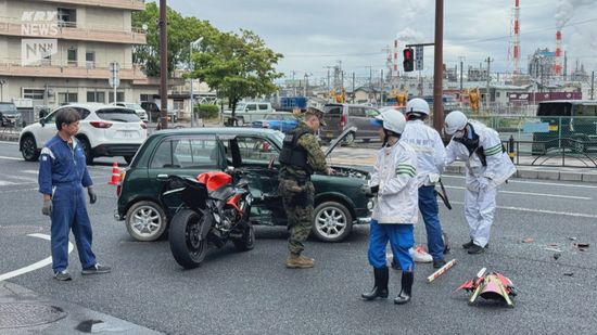 JR岩国駅前でオートバイと軽乗用車の衝突事故　米軍関係者が関与か　重傷者がいる模様