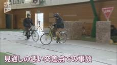 プロのスタントマンが事故を再現 小野田工業高校で自転車安全教室