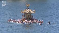 周南市粭島　神輿が海を渡る　貴船神社夏祭り