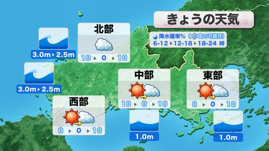 【山口天気 朝刊12/23】一日穏やかな空模様 日中は瀬戸内側ほど快晴に 朝晩との寒暖差が大きいため 入念な体調管理を