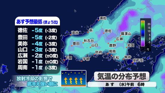 【山口天気 夕刊12/24】クリスマスの朝は厳しい「底冷え」　年の瀬は「風冷え」に注意し　大掃除などは計画的に