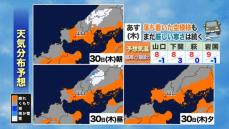 【山口天気 夕刊1/29】あす30日(木)は晴れ間多いが厳寒続く　そして来週に今季一番の強烈寒波も…