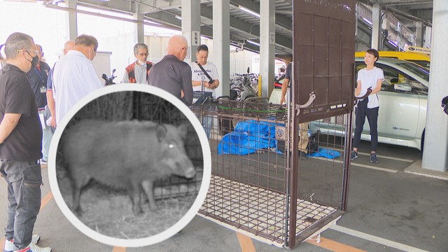 岡山市がイノシシなどの捕獲にICT機器を導入　猟友会に設置方法などを説明