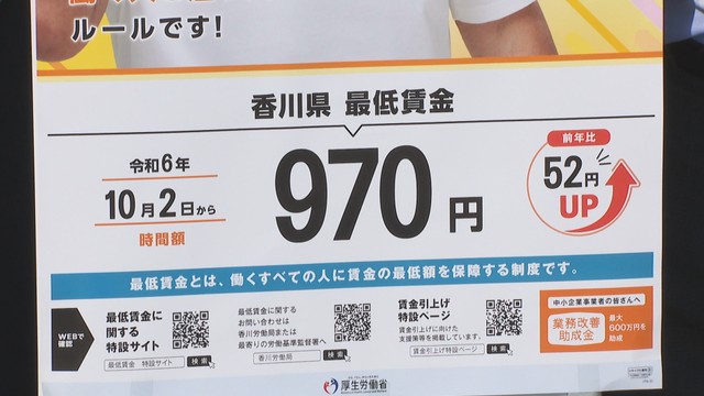 最低賃金が改定　香川県970円・岡山県982円にアップ　高松市で周知キャンペーン