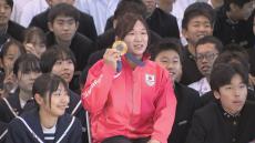 パリ五輪レスリング金　元木咲良選手が中学生にエール「挫折のおかげで今の自分がある」　香川・丸亀市