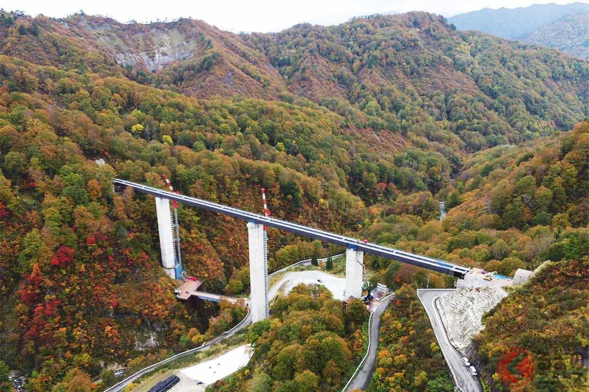 「点線国道」解消へ工事着々…越後山脈貫く国道289号「八十里越」新潟県内トップの橋も建設中！