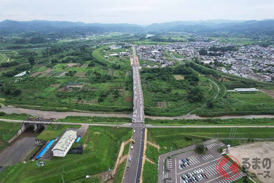 国道349号「梁川バイパス」23日全通！ 広瀬川を渡って市街地通過が可能に